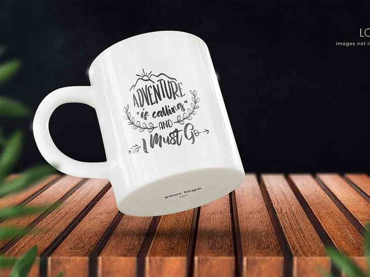 Rustic Wooden Table Cup Mockup