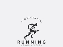 Running sport athlete logo design concept illustration template