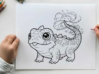 Cute cartoon axolotl smiling with dreamy doodles vector illustration