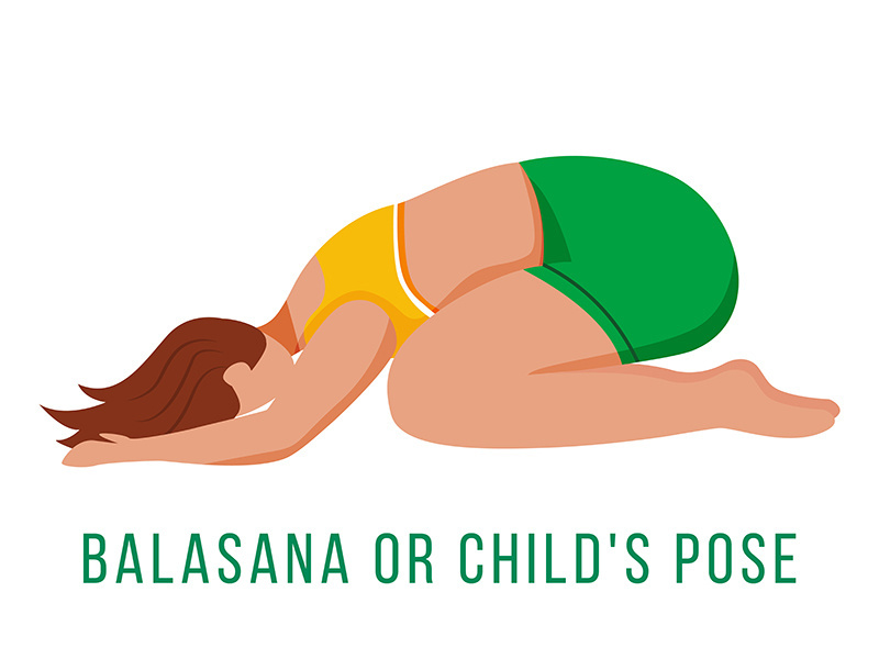 Balasana flat vector illustration