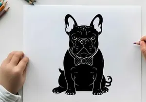 Silhouette of a french bulldog with bowtie silhouette