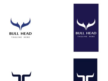Retro vintage bull head horns logo design preview picture