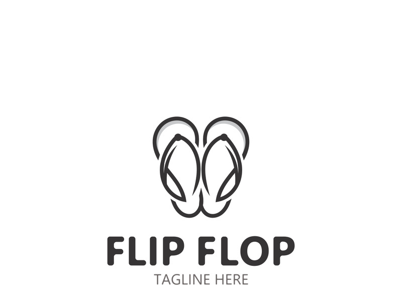 Flip Flop logo design style line art template illustration