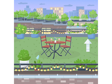 Terrace for romantic dinner flat color vector illustration preview picture