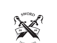 Sword vintage logo design. illustration sword element, can be used as logotype, icon, template coat of arms concept