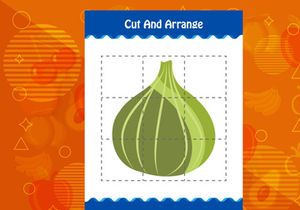10 Pages Cut and arrange with a fruit worksheet for kids. Educational game for children