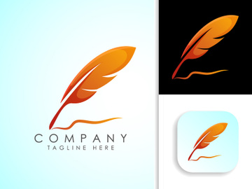 Feather logo design vector template. Feather logo for a writer or publishers. preview picture