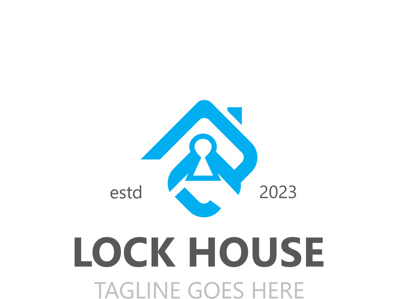 Lock House secure logo design, smart key home vector concept template