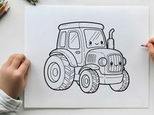 Cute cartoon tractor smiling vector illustration flat design