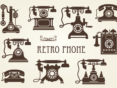Set of vector retro phones