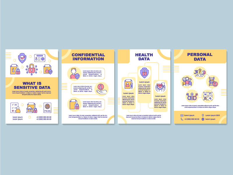Sensitive data types yellow brochure template