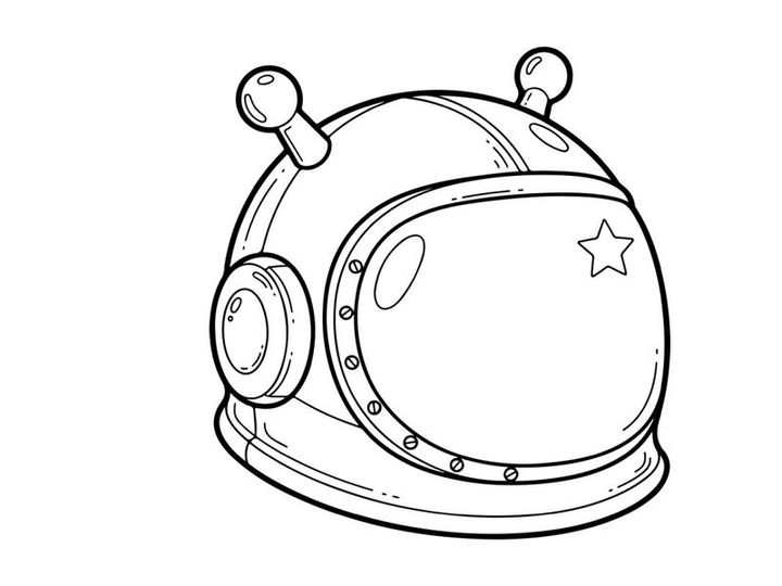 Retro space helmet with star vector illustration flat design