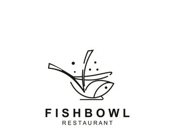 Fish Bowl logo with Chopstick, Japanese restaurant Poke Sushi Seafood unique design preview picture