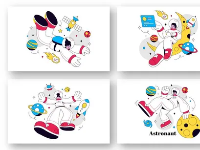 10 Astronaut Vector Illustration
