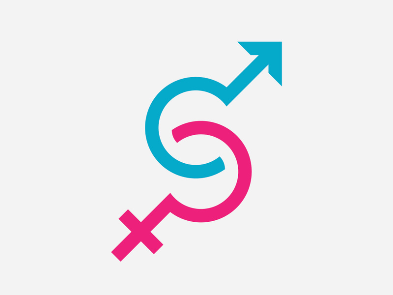 Gender symbol logo of sex and equality of males and females vector illustration