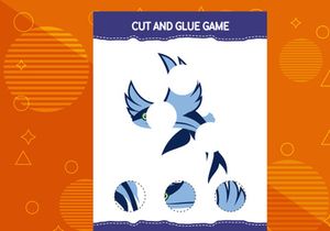 10 Pages Cut and glue game for kids with fish. Cutting practice for preschoolers. Education worksheet.