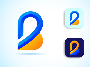 Abstract initial alphabet B logo design. Multi-color gradient letter icon vector illustration. preview picture