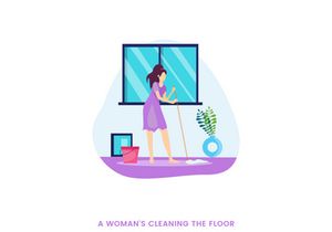 A woman's cleaning the floor