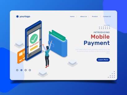 Mobile Payment - Landing Page Illustration template.