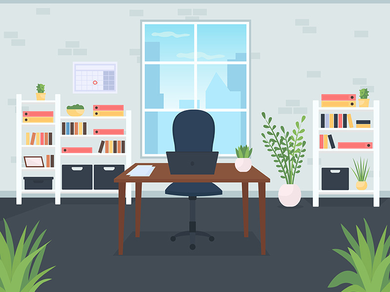 Businessman office flat color vector illustration