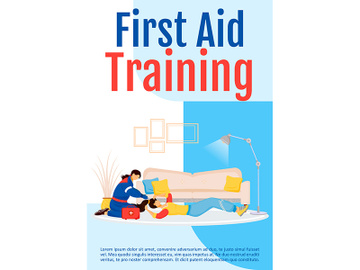 First aid training poster flat vector template preview picture