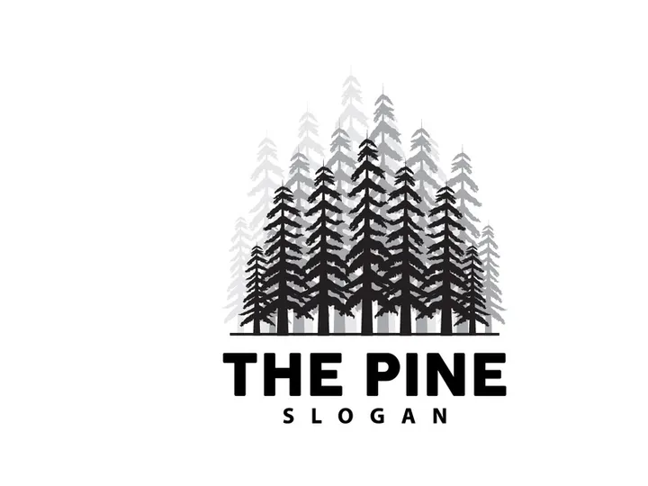 Forest Logo, Vector Forest Wood With Pine Trees
