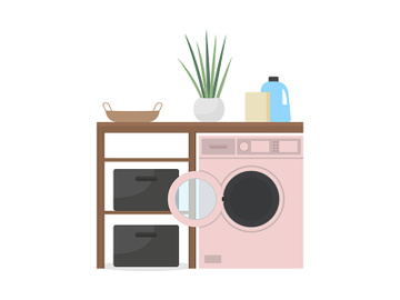 Washing machine in bathroom semi flat color vector object preview picture