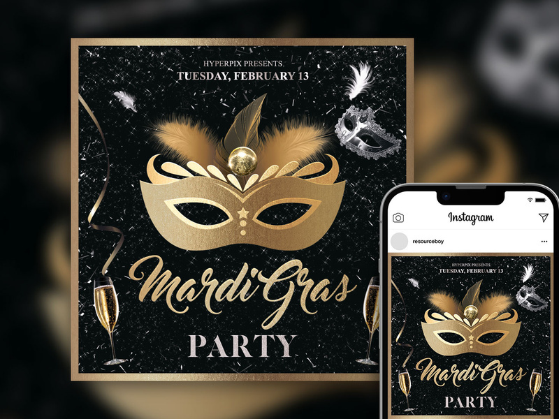 Free Nifty Luxurious Mardi Gras Party Instagram Post Template