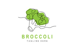 Broccoli Logo Design, Green Vegetable Vector, Broccoli Wallpaper, Vegetable Supermarket Illustration Garden Product Brand