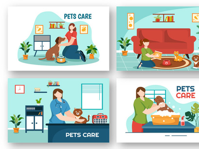 12 Pets Care Illustration