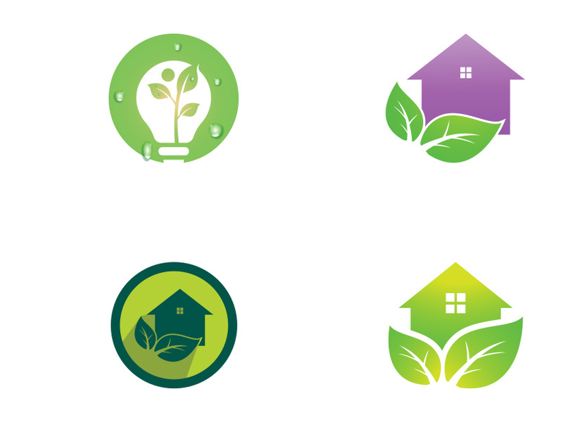 Green leaf logo. Vector design of gardens, plants and nature.