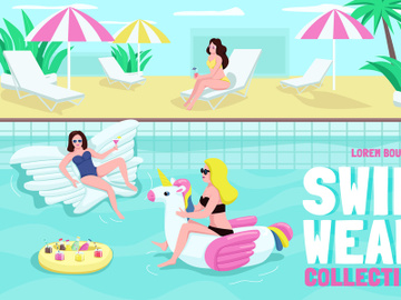 Swimwear collection poster flat vector template preview picture