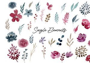 Navy & Burgundy Watercolor Set