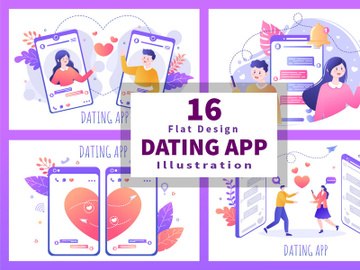 16 Dating App Flat Design Illustration preview picture
