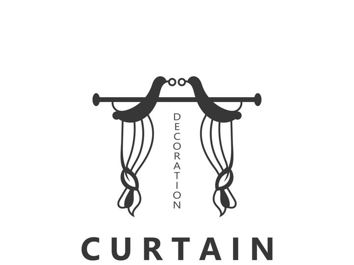 Curtain logo decoration style minimalist elegant vector design illustration