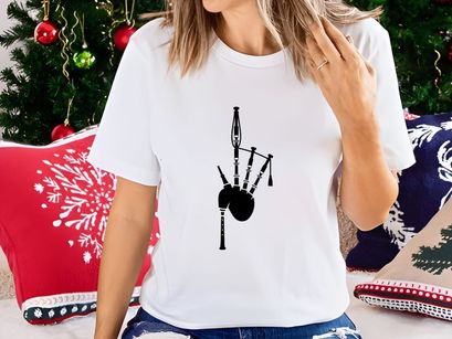 Scottish bagpipe isolated black white illustration music instrument