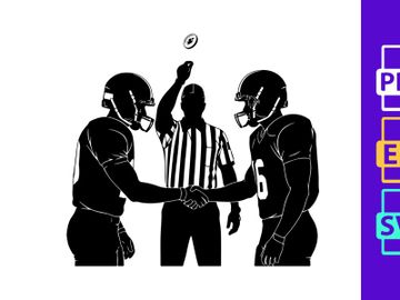 American football referee and players in action during a game preview picture