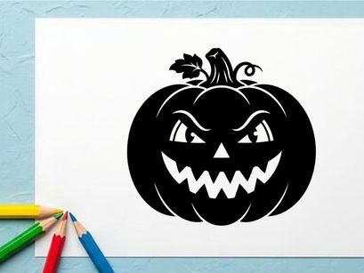 Spooky Halloween Jack-o'-Lantern with Menacing Face