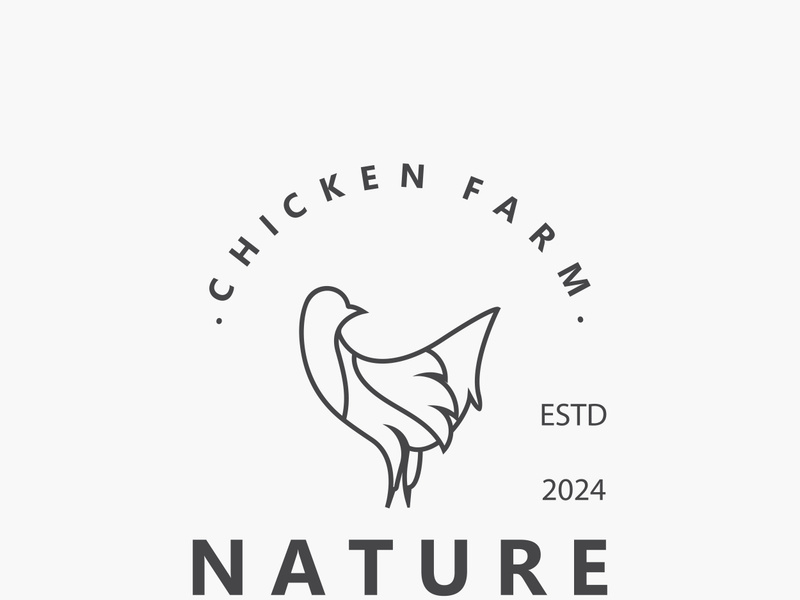 Chicken Farm logo design, animal icon for groceries, butcher shop, farmer market livestock template