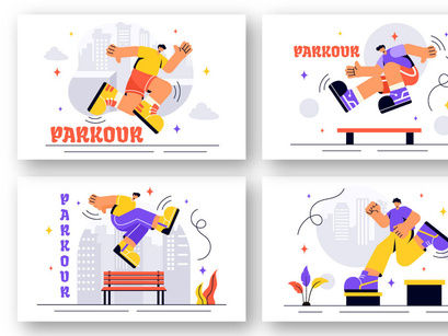 14 Parkour Sports Illustration