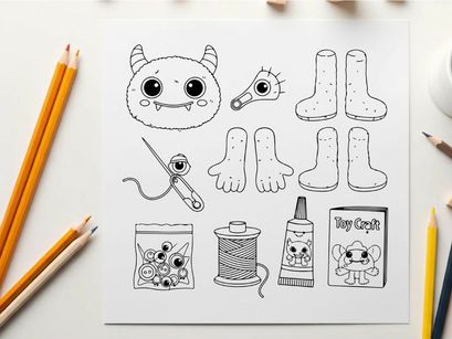 Cute toy craft monster eyes vector illustration flat design