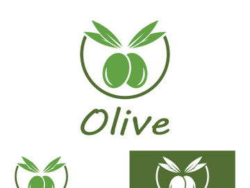 Branched olive fruit logo with creative idea. preview picture