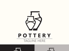 Pottery logo design handmade, creative traditional mug craft sign concept inspiration nature workshop