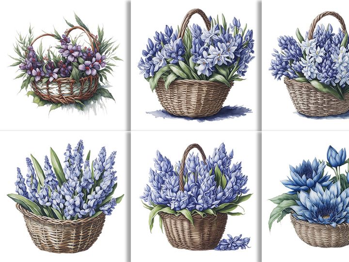 Watercolor Floral Flower Basket Design