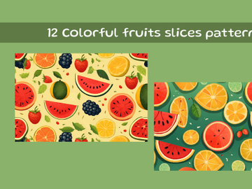 Colorful fruits slices pattern preview picture