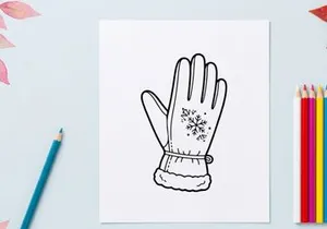 Hand-drawn winter glove with snowflake pattern for festive holiday celebrations and gifts