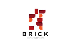 Bricks Logo Design, Material Stone Illustration Vector, Building Construction Icon