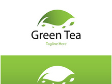 Tea cup logo vector design.Green tea vector logo template.