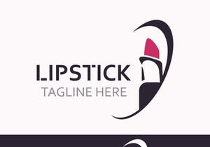 Lipstick logo design for makeup fashion shop and beauty vector cosmetic design template