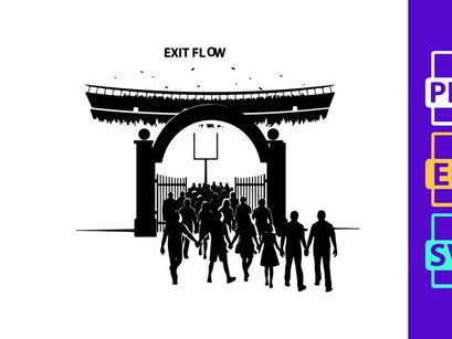 Exit flow a group of people walking through an archway gate